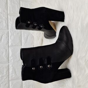 WHBM Black Kaydyn Leather Front and Suede Back Boots